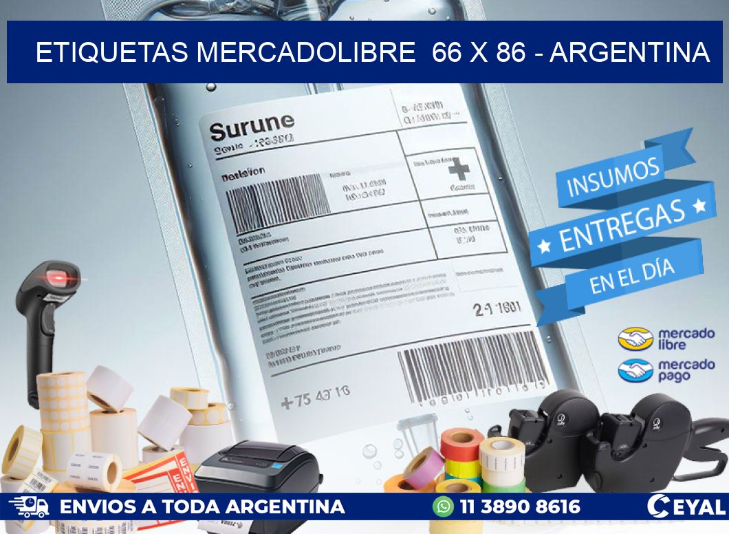 ETIQUETAS MERCADOLIBRE  66 x 86 - ARGENTINA