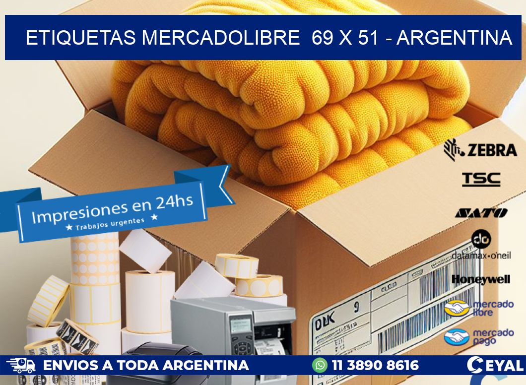 ETIQUETAS MERCADOLIBRE  69 x 51 - ARGENTINA