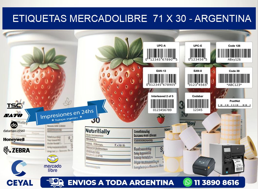 ETIQUETAS MERCADOLIBRE  71 x 30 - ARGENTINA