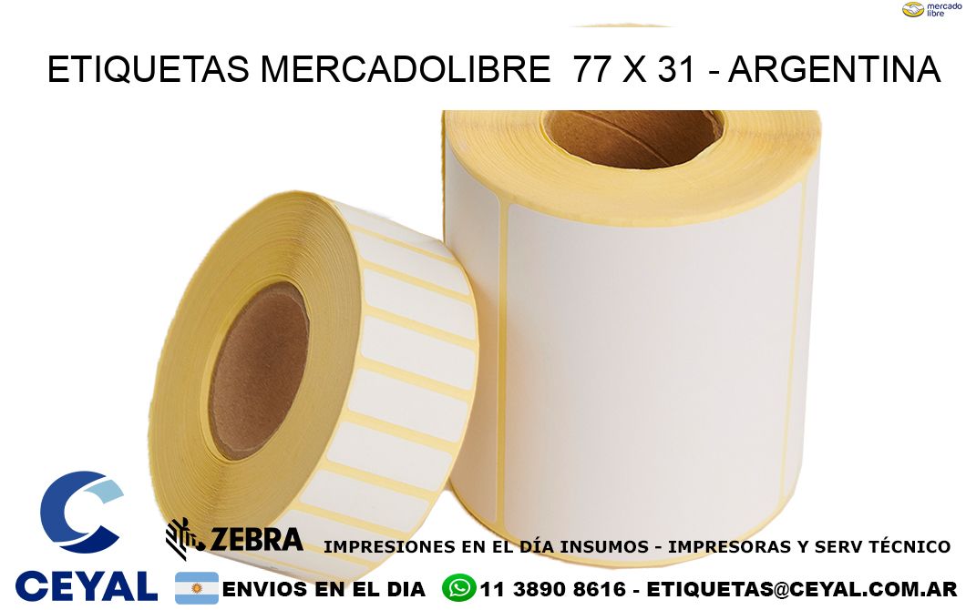 ETIQUETAS MERCADOLIBRE  77 x 31 – ARGENTINA