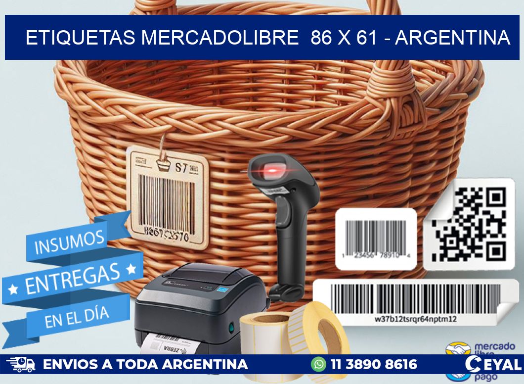 ETIQUETAS MERCADOLIBRE  86 x 61 - ARGENTINA