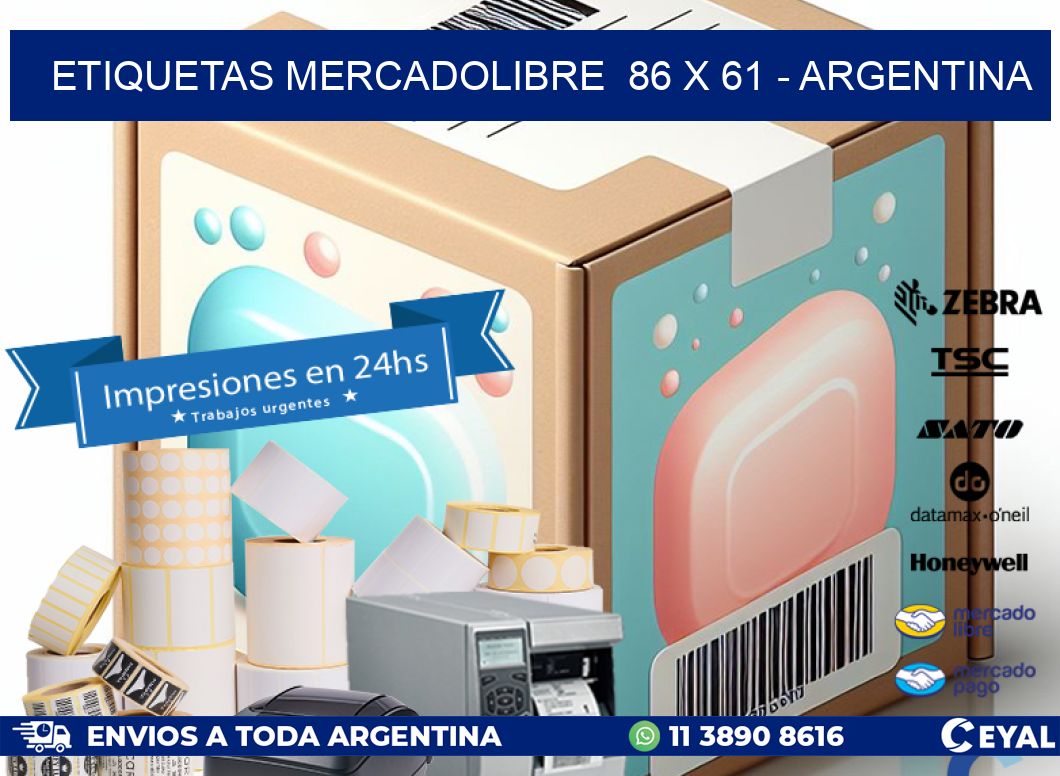 ETIQUETAS MERCADOLIBRE  86 x 61 - ARGENTINA