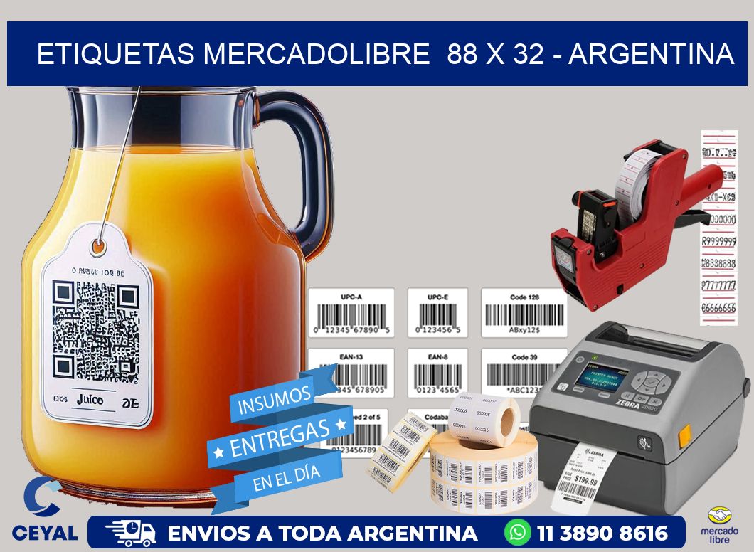 ETIQUETAS MERCADOLIBRE  88 x 32 – ARGENTINA