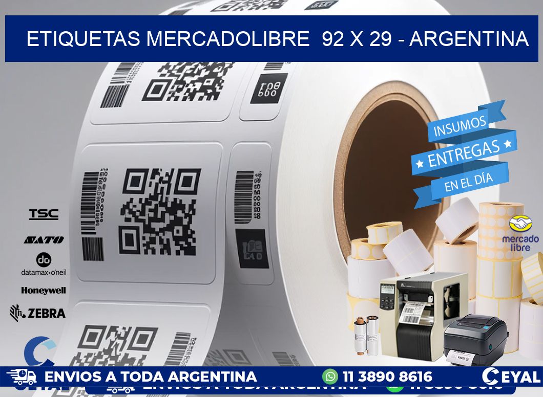 ETIQUETAS MERCADOLIBRE  92 x 29 - ARGENTINA