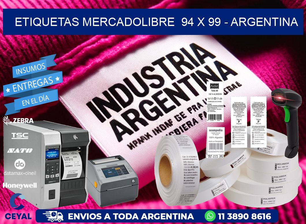 ETIQUETAS MERCADOLIBRE  94 x 99 - ARGENTINA