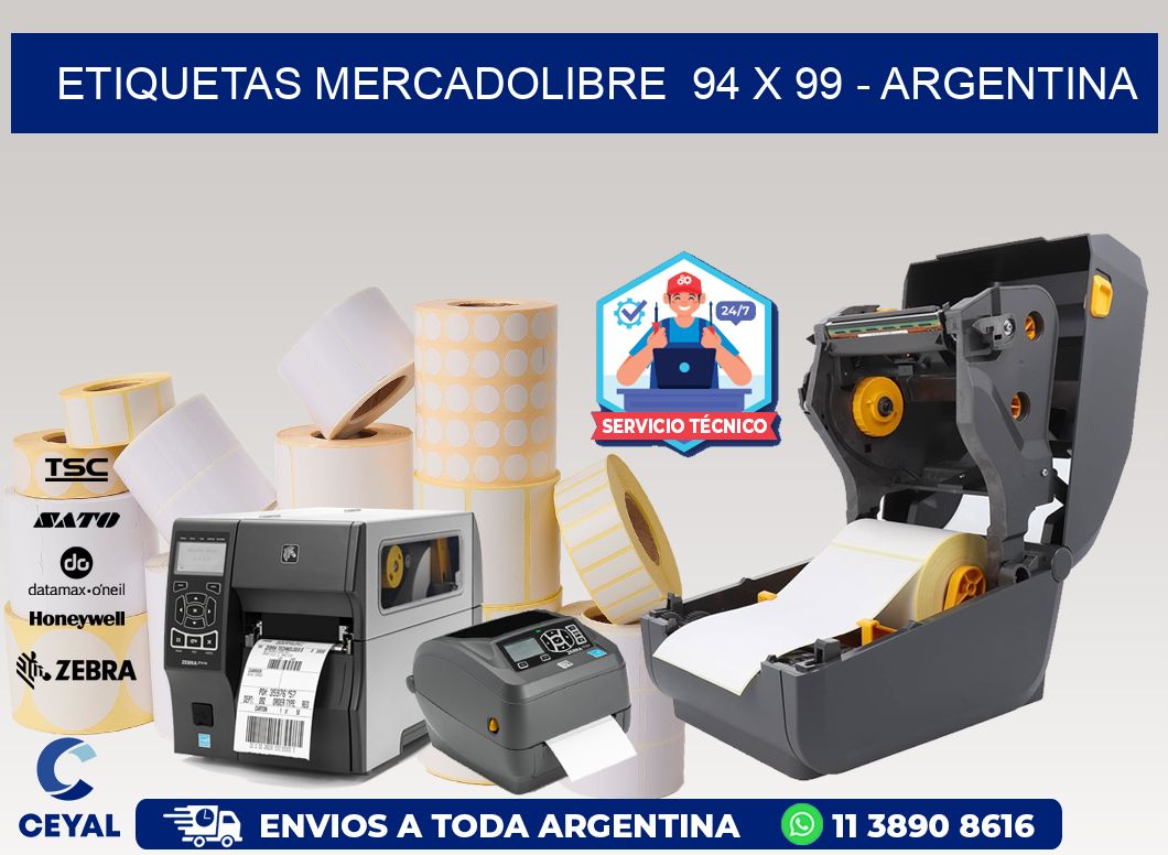 ETIQUETAS MERCADOLIBRE  94 x 99 - ARGENTINA