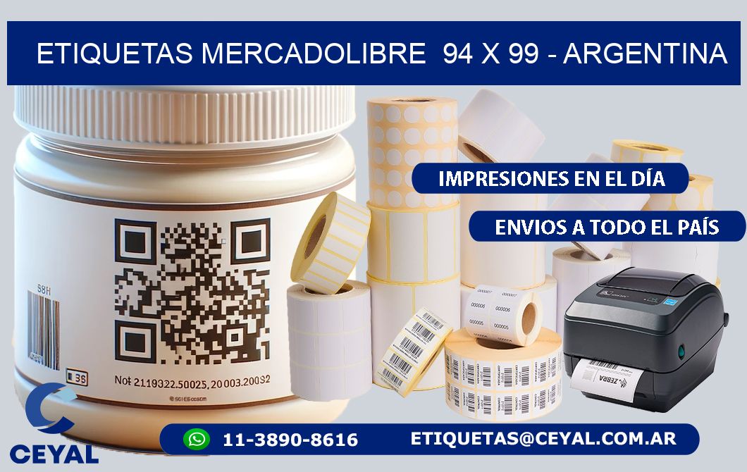 ETIQUETAS MERCADOLIBRE  94 x 99 - ARGENTINA