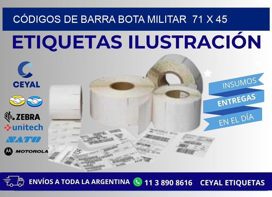 CÓDIGOS DE BARRA BOTA MILITAR  71 x 45