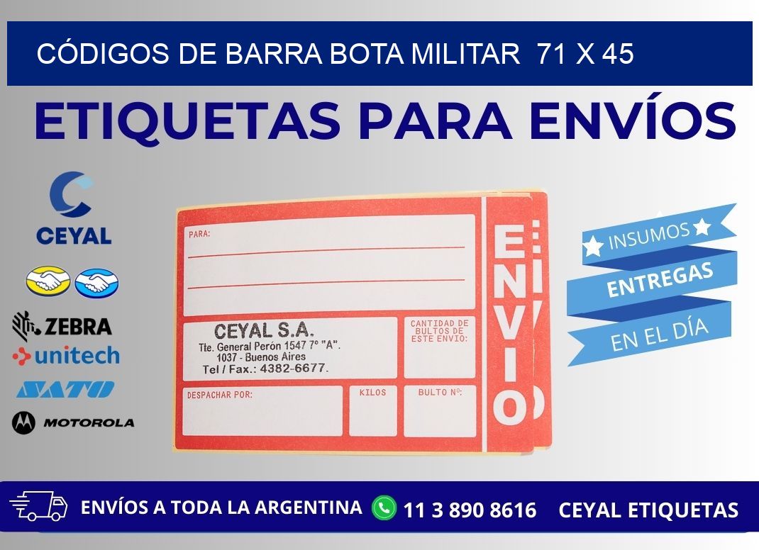 CÓDIGOS DE BARRA BOTA MILITAR  71 x 45