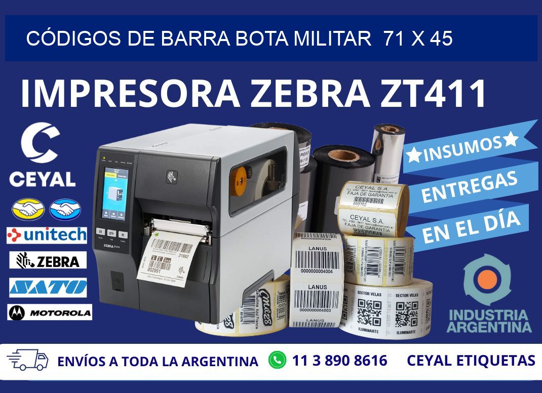 CÓDIGOS DE BARRA BOTA MILITAR  71 x 45