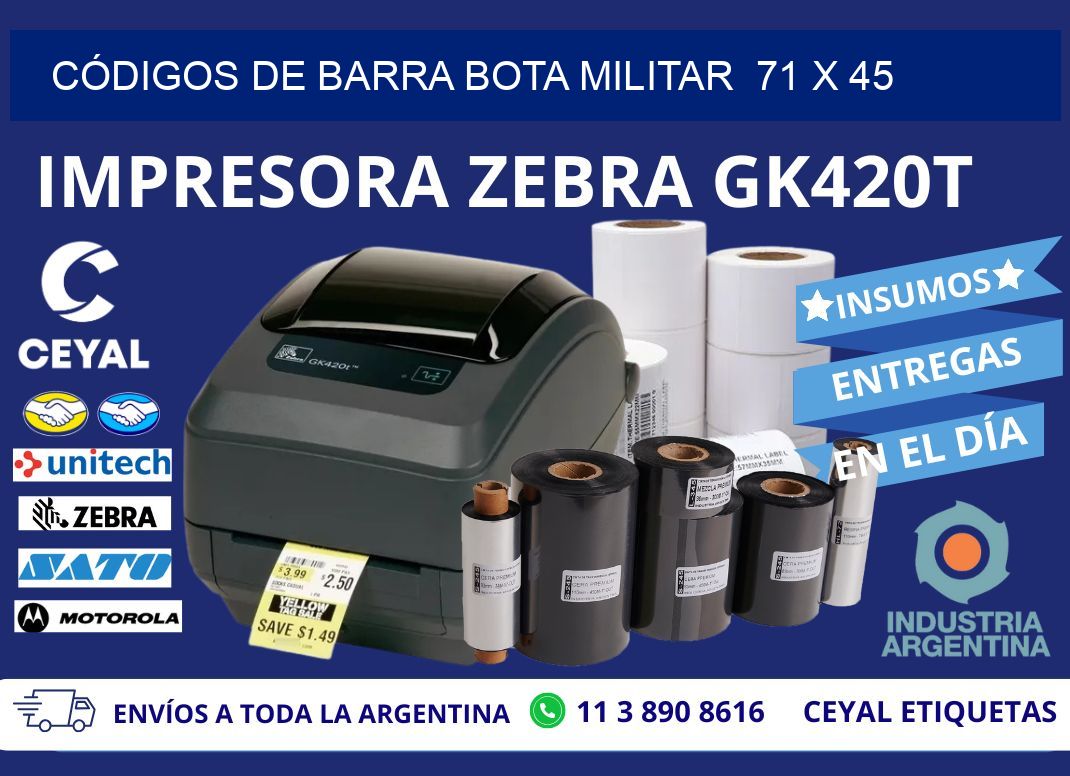 CÓDIGOS DE BARRA BOTA MILITAR  71 x 45