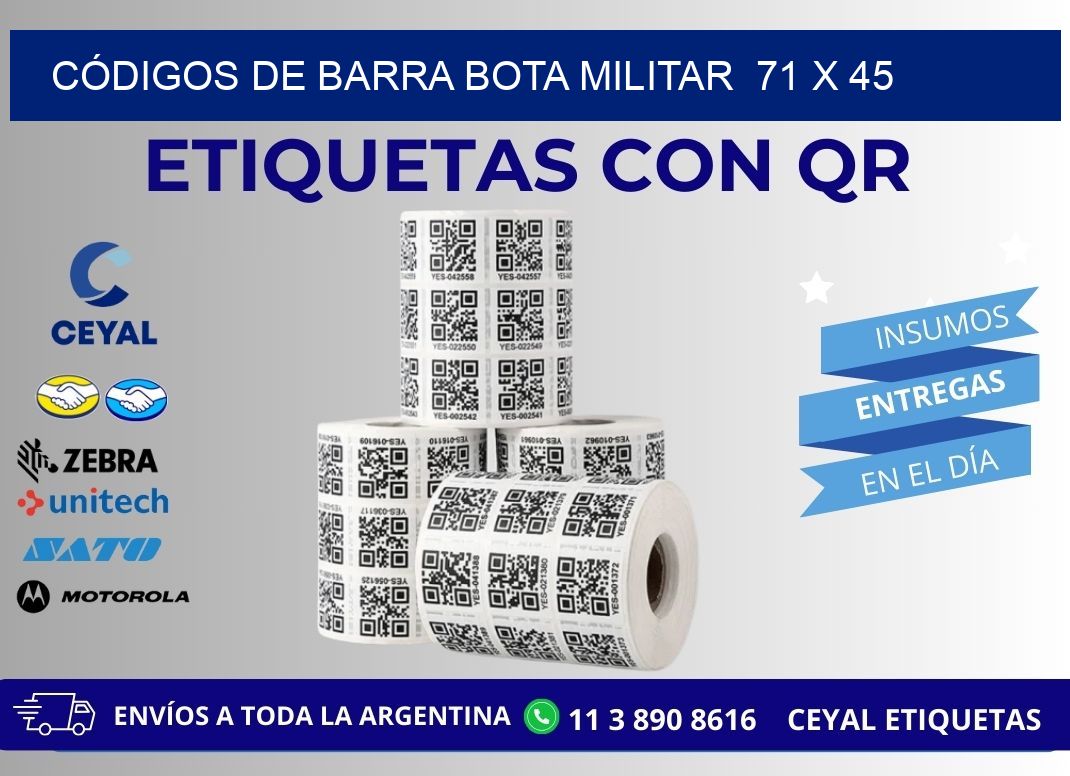 CÓDIGOS DE BARRA BOTA MILITAR  71 x 45