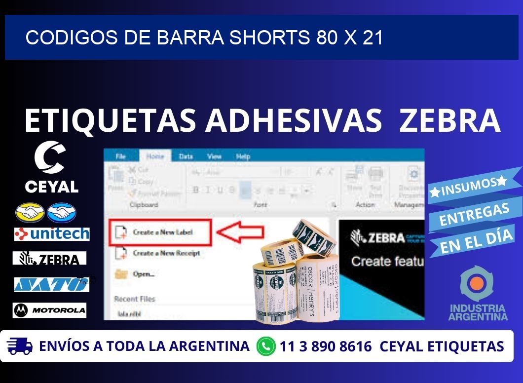 CODIGOS DE BARRA SHORTS 80 x 21