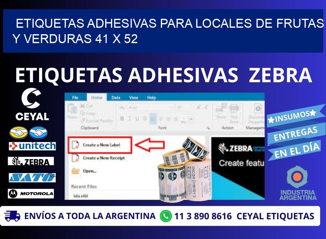 ETIQUETAS ADHESIVAS PARA LOCALES DE FRUTAS Y VERDURAS 41 x 52