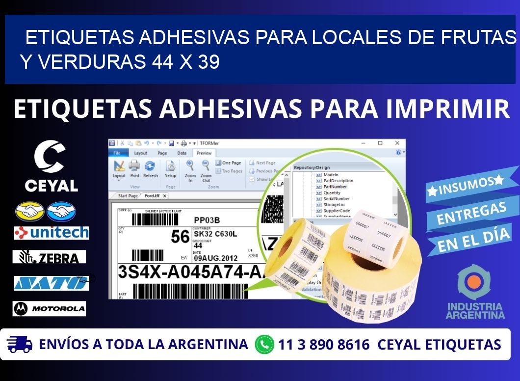 ETIQUETAS ADHESIVAS PARA LOCALES DE FRUTAS Y VERDURAS 44 x 39