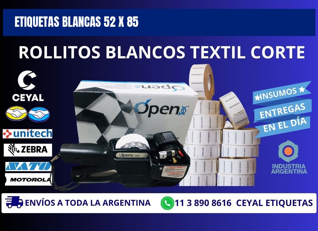 ETIQUETAS BLANCAS 52 x 85