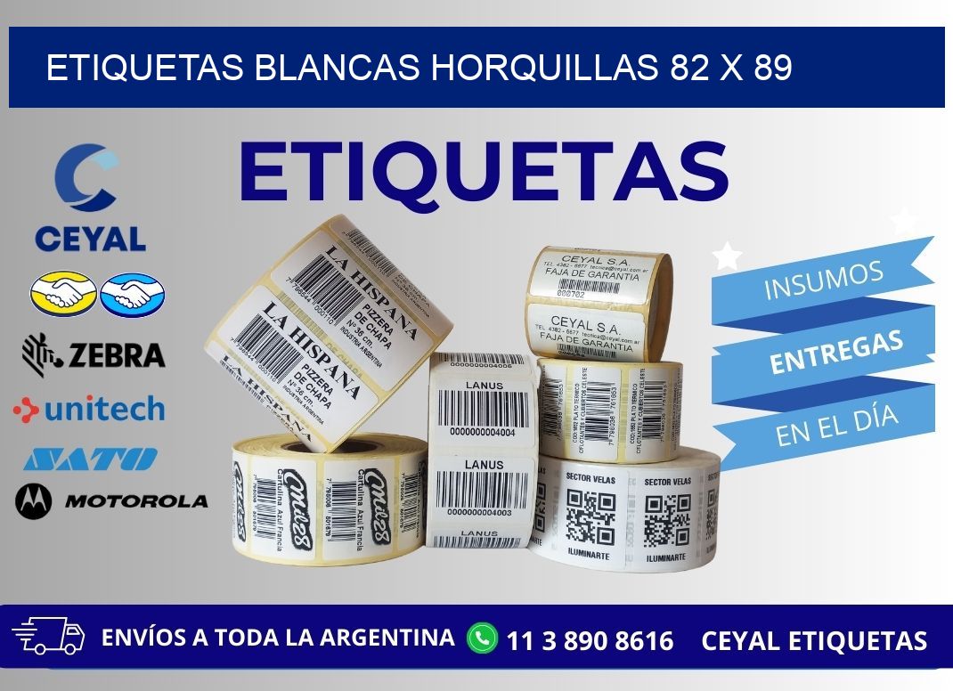 ETIQUETAS BLANCAS HORQUILLAS 82 x 89