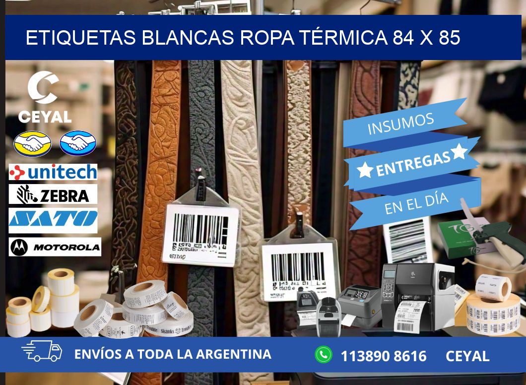 ETIQUETAS BLANCAS ROPA TÉRMICA 84 x 85