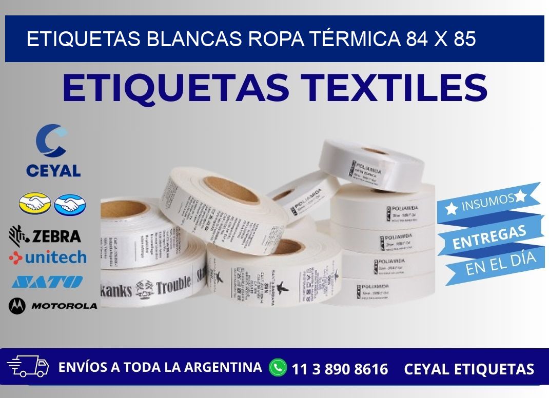 ETIQUETAS BLANCAS ROPA TÉRMICA 84 x 85