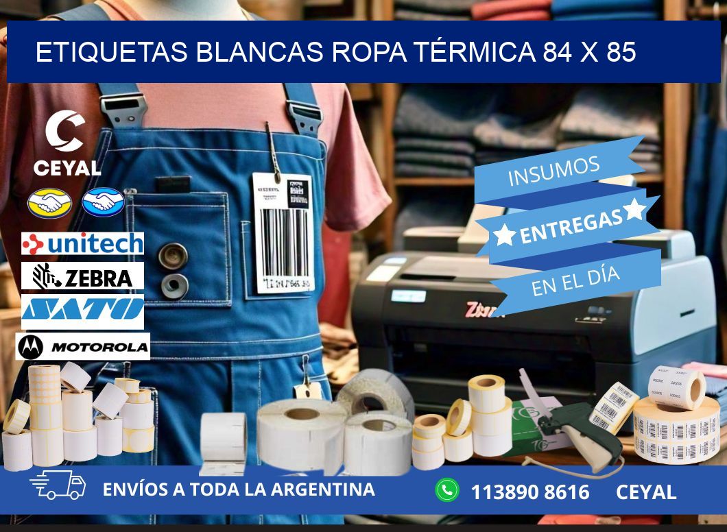 ETIQUETAS BLANCAS ROPA TÉRMICA 84 x 85