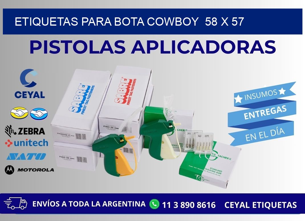 ETIQUETAS PARA BOTA COWBOY  58 x 57