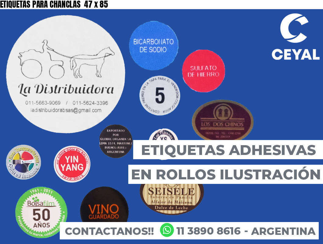 ETIQUETAS PARA CHANCLAS  47 x 85