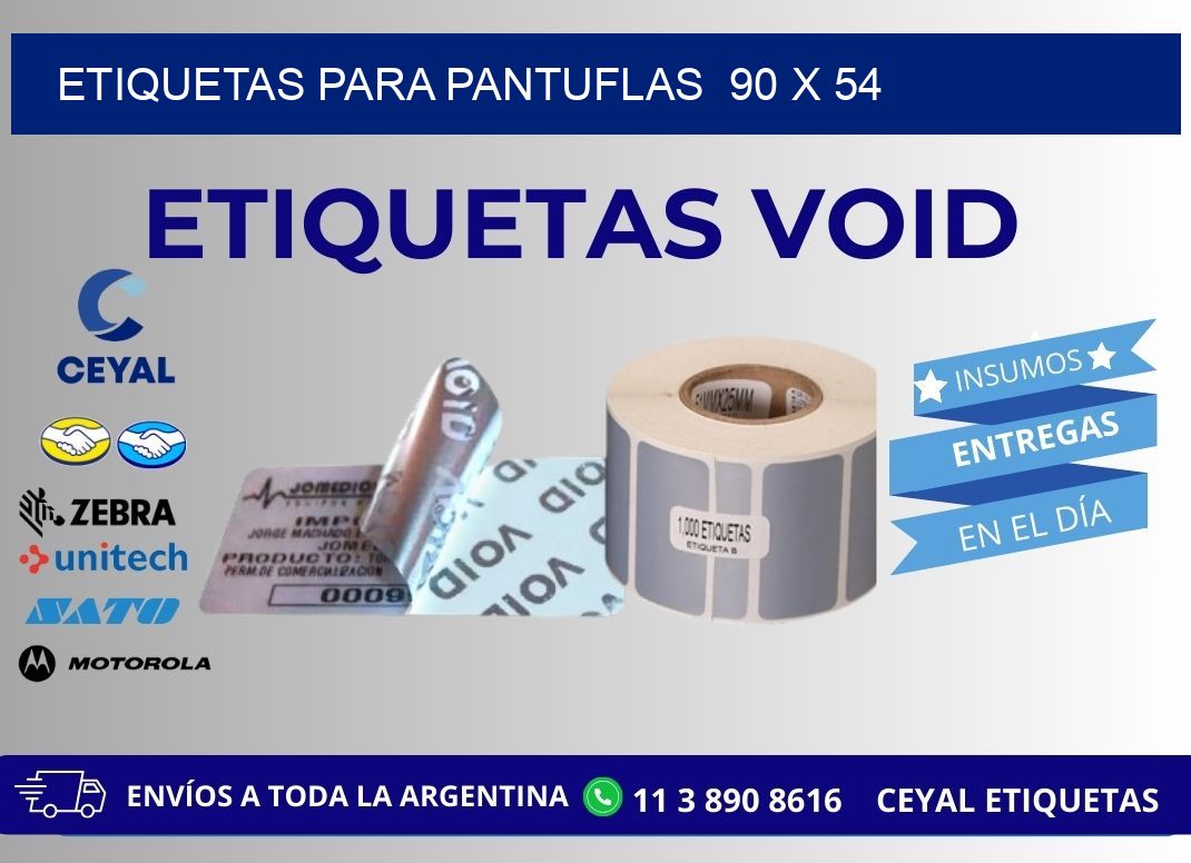 ETIQUETAS PARA PANTUFLAS  90 x 54