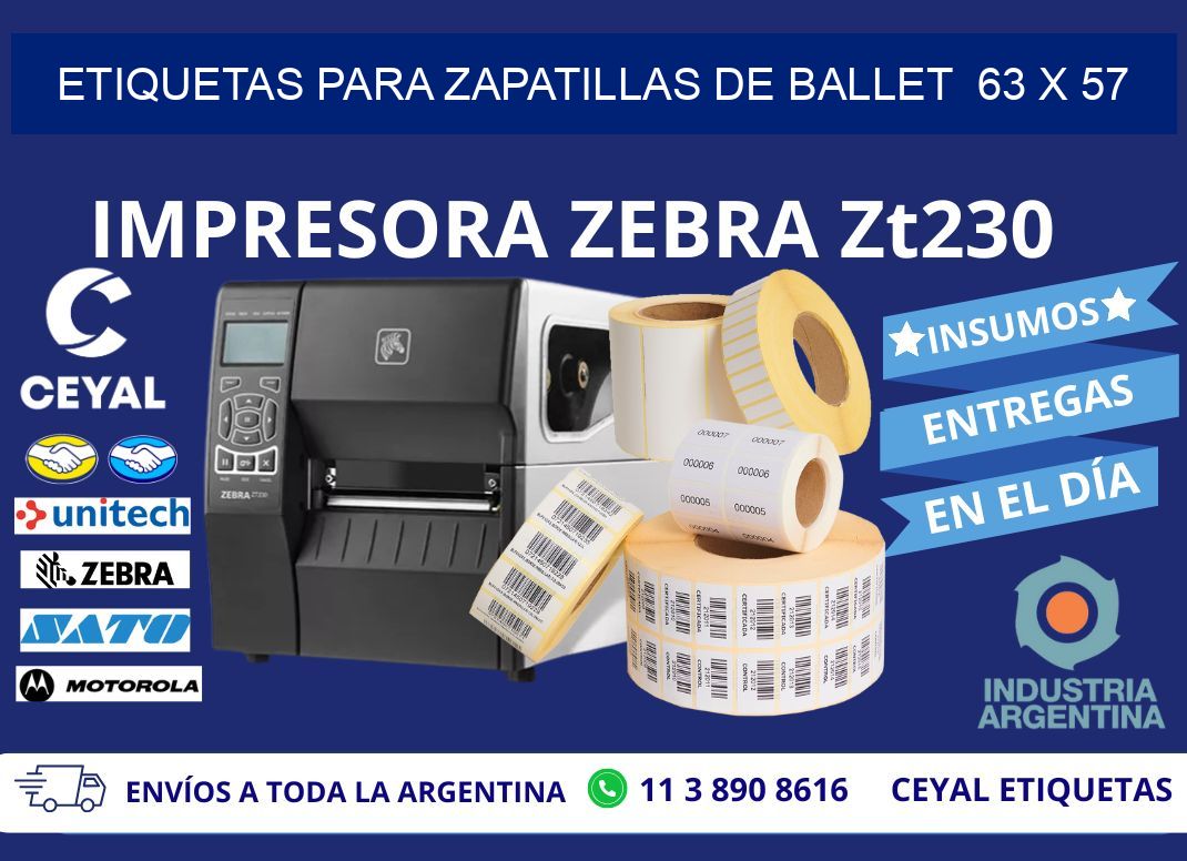 ETIQUETAS PARA ZAPATILLAS DE BALLET  63 x 57