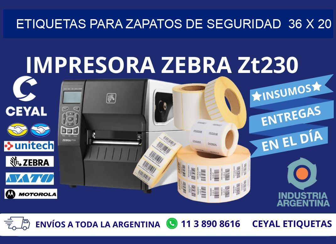 ETIQUETAS PARA ZAPATOS DE SEGURIDAD  36 x 20