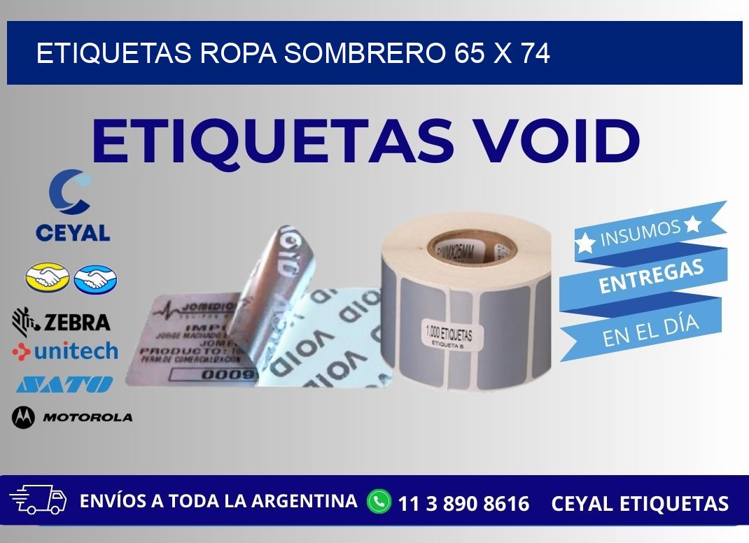 ETIQUETAS ROPA SOMBRERO 65 x 74