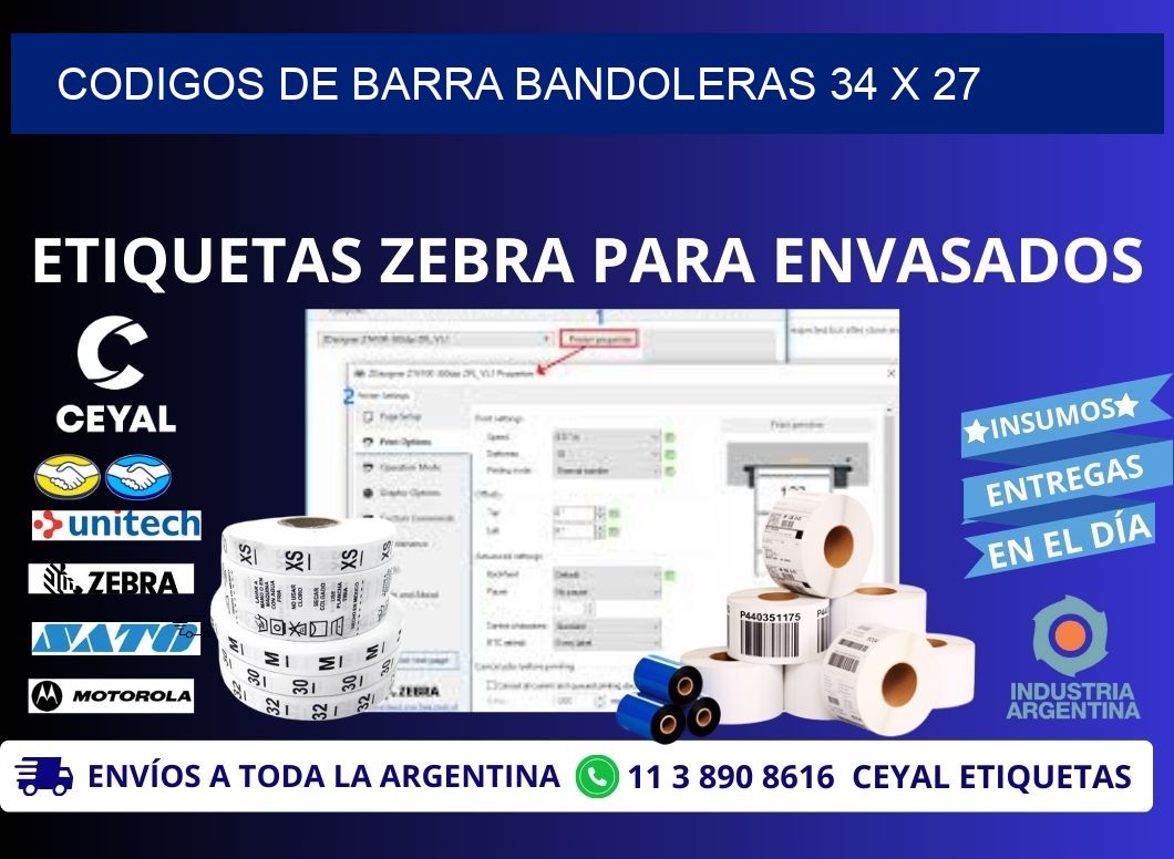 CODIGOS DE BARRA BANDOLERAS 34 x 27