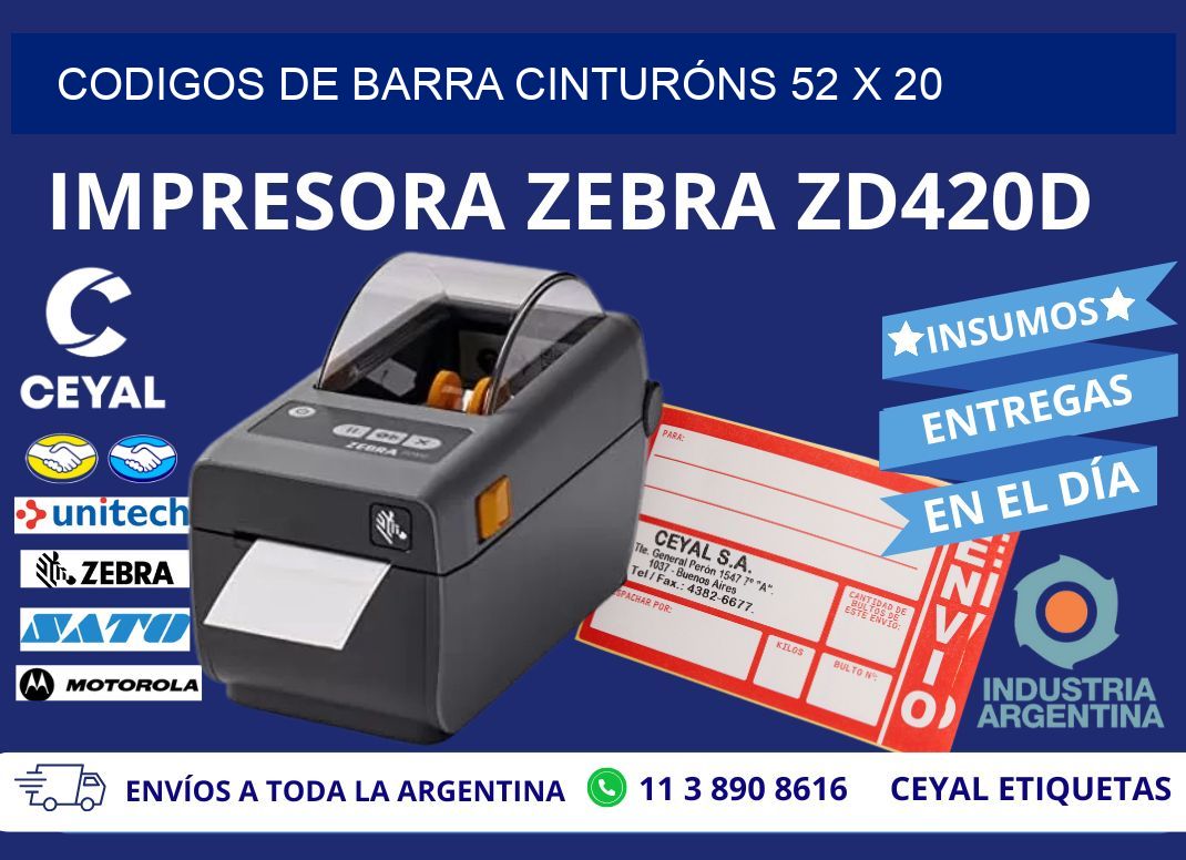 CODIGOS DE BARRA CINTURÓNS 52 x 20