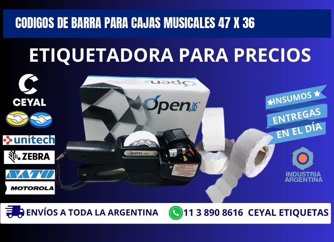 CODIGOS DE BARRA PARA CAJAS MUSICALES 47 x 36