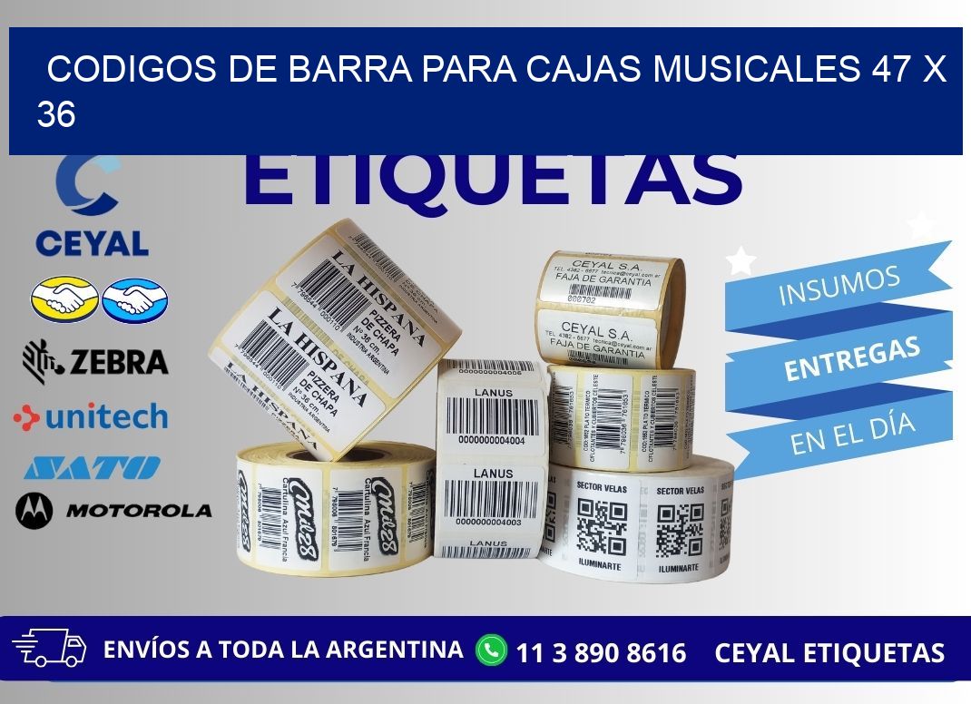 CODIGOS DE BARRA PARA CAJAS MUSICALES 47 x 36