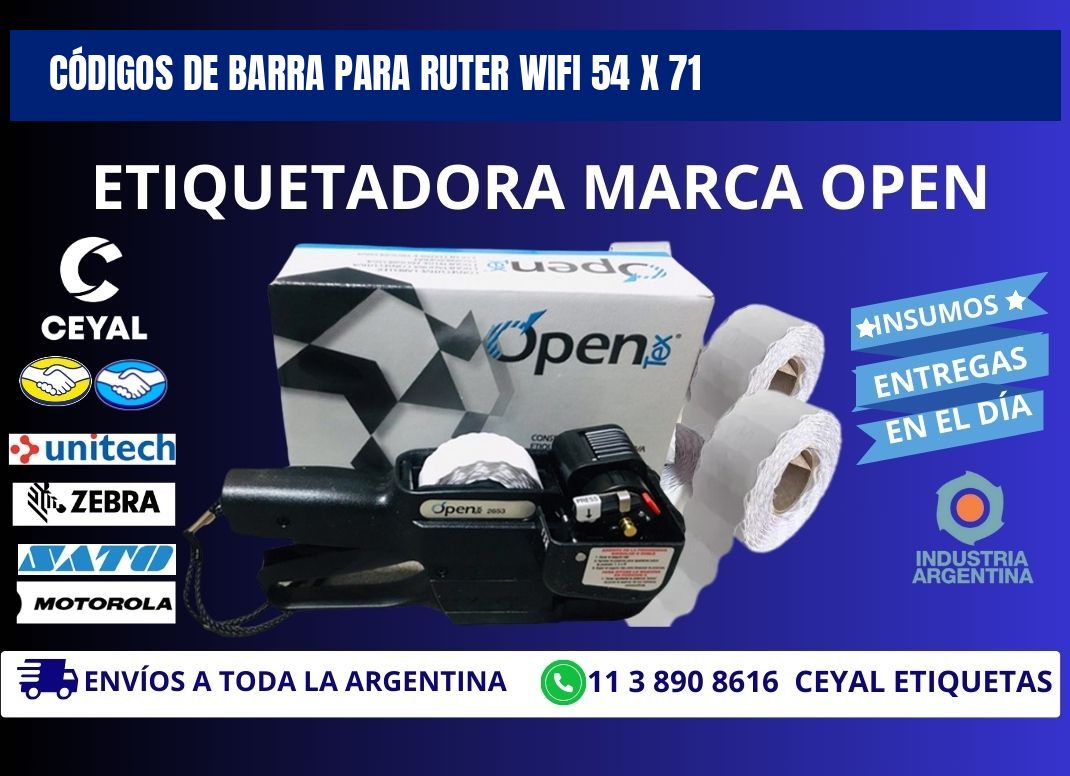 CÓDIGOS DE BARRA PARA RUTER WIFI 54 x 71