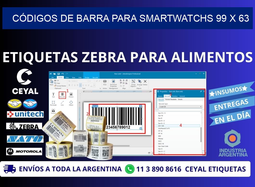 CÓDIGOS DE BARRA PARA SMARTWATCHS 99 x 63