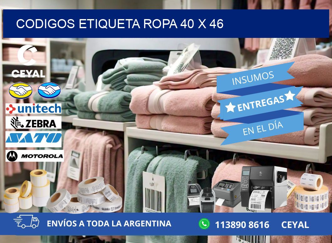 CODIGOS ETIQUETA ROPA 40 x 46