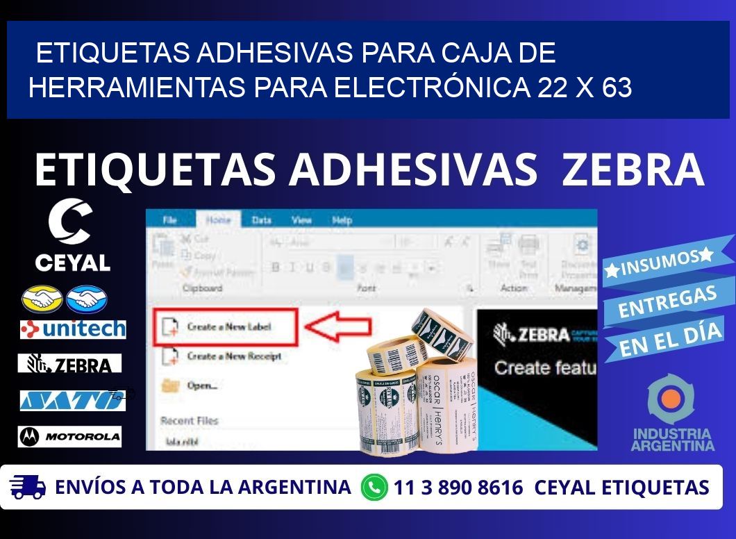 ETIQUETAS ADHESIVAS PARA CAJA DE HERRAMIENTAS PARA ELECTRÓNICA 22 x 63