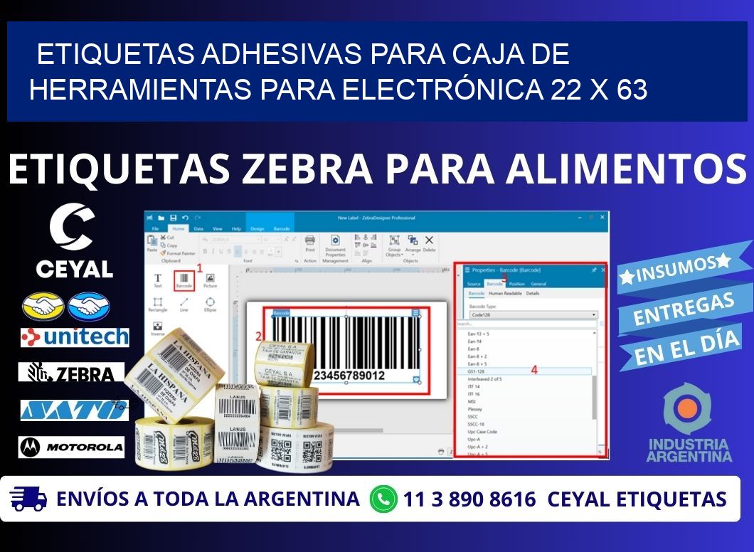 ETIQUETAS ADHESIVAS PARA CAJA DE HERRAMIENTAS PARA ELECTRÓNICA 22 x 63