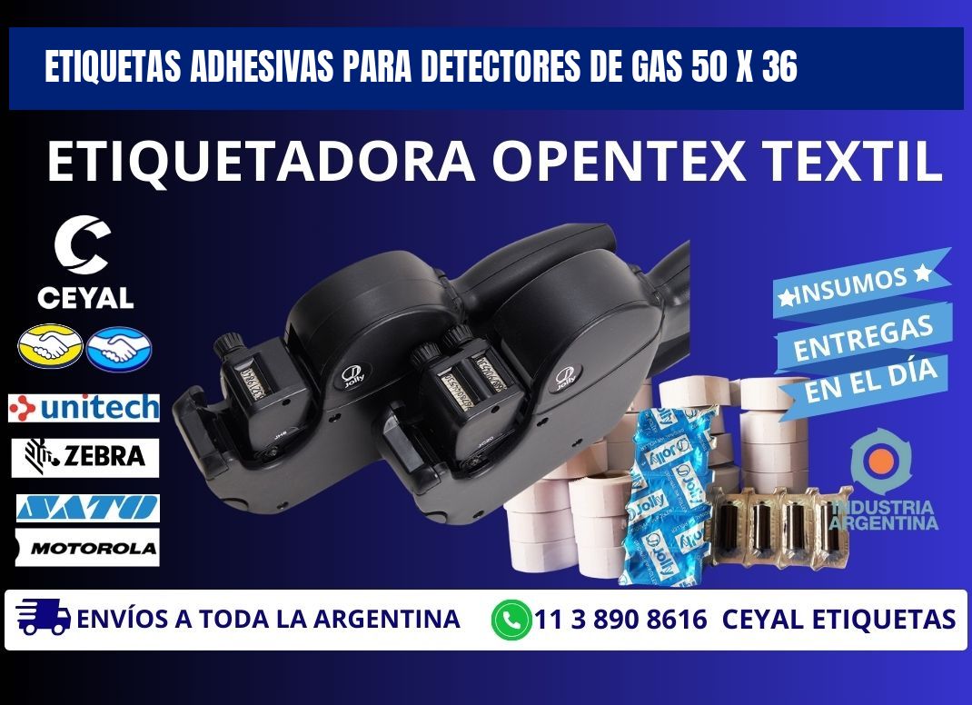 ETIQUETAS ADHESIVAS PARA DETECTORES DE GAS 50 x 36