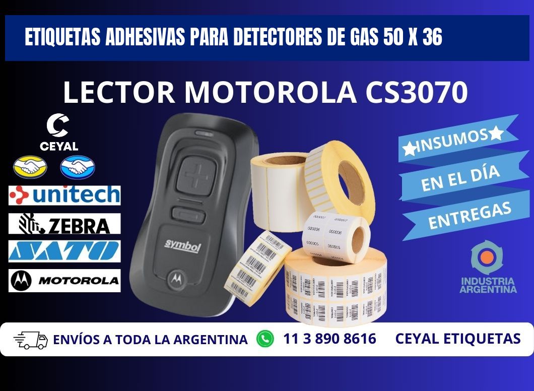 ETIQUETAS ADHESIVAS PARA DETECTORES DE GAS 50 x 36