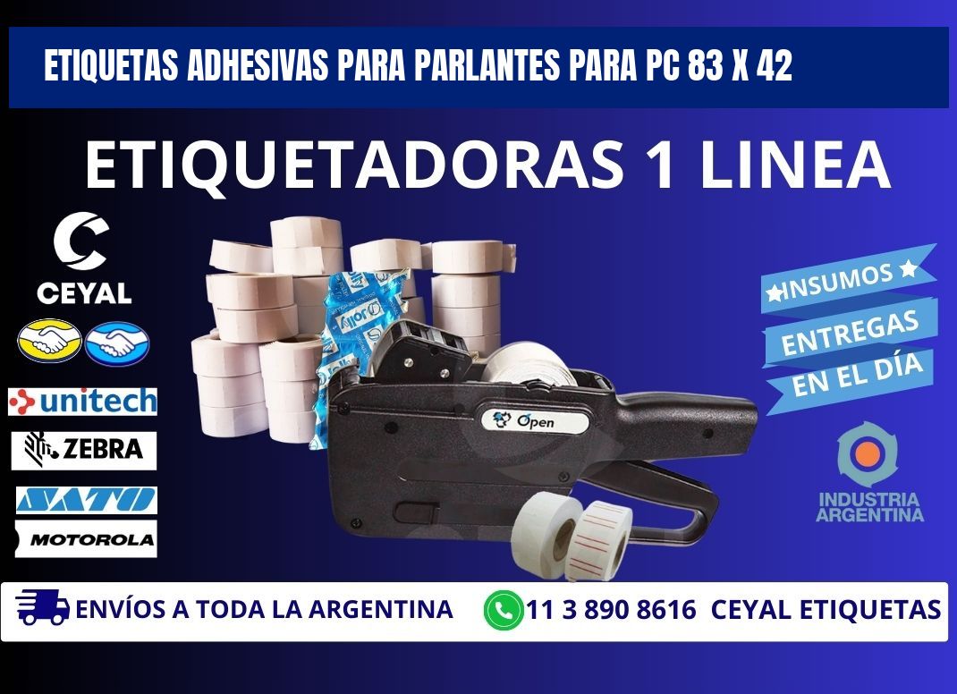 ETIQUETAS ADHESIVAS PARA PARLANTES PARA PC 83 x 42