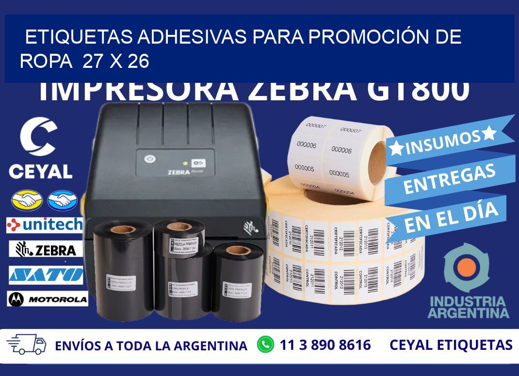 ETIQUETAS ADHESIVAS PARA PROMOCIÓN DE ROPA  27 x 26