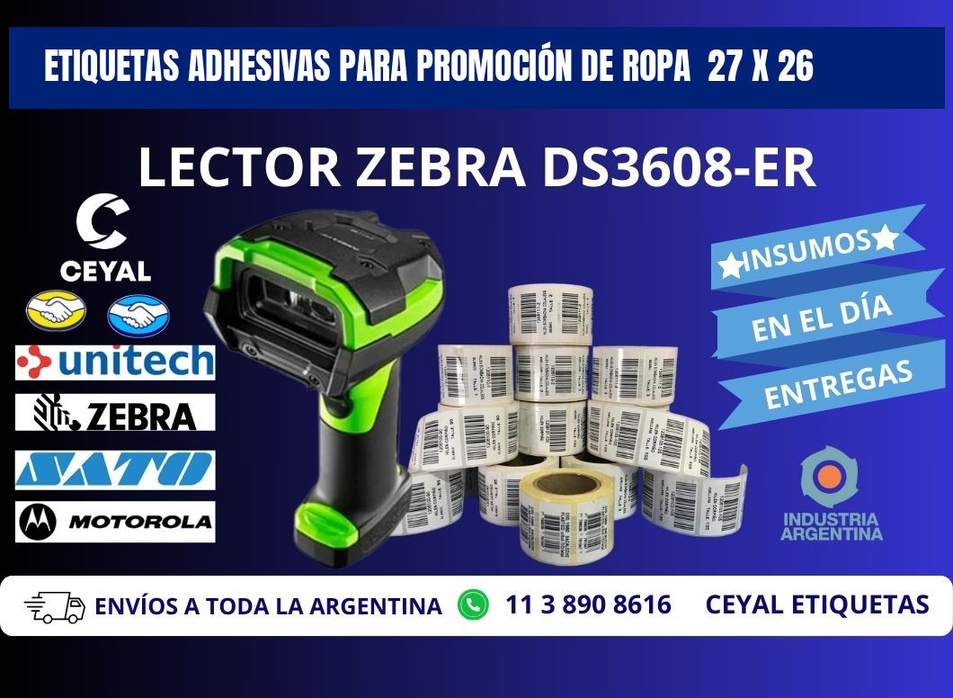 ETIQUETAS ADHESIVAS PARA PROMOCIÓN DE ROPA  27 x 26