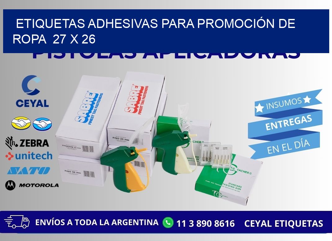 ETIQUETAS ADHESIVAS PARA PROMOCIÓN DE ROPA  27 x 26