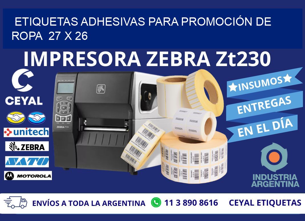 ETIQUETAS ADHESIVAS PARA PROMOCIÓN DE ROPA  27 x 26