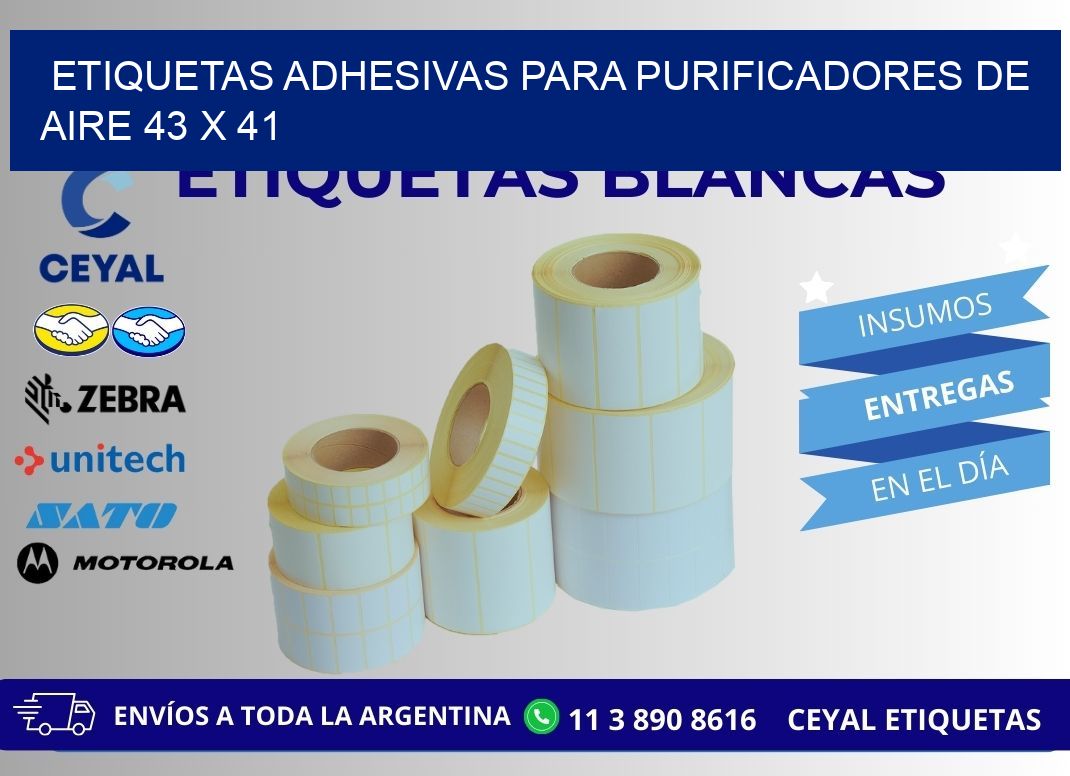 ETIQUETAS ADHESIVAS PARA PURIFICADORES DE AIRE 43 x 41