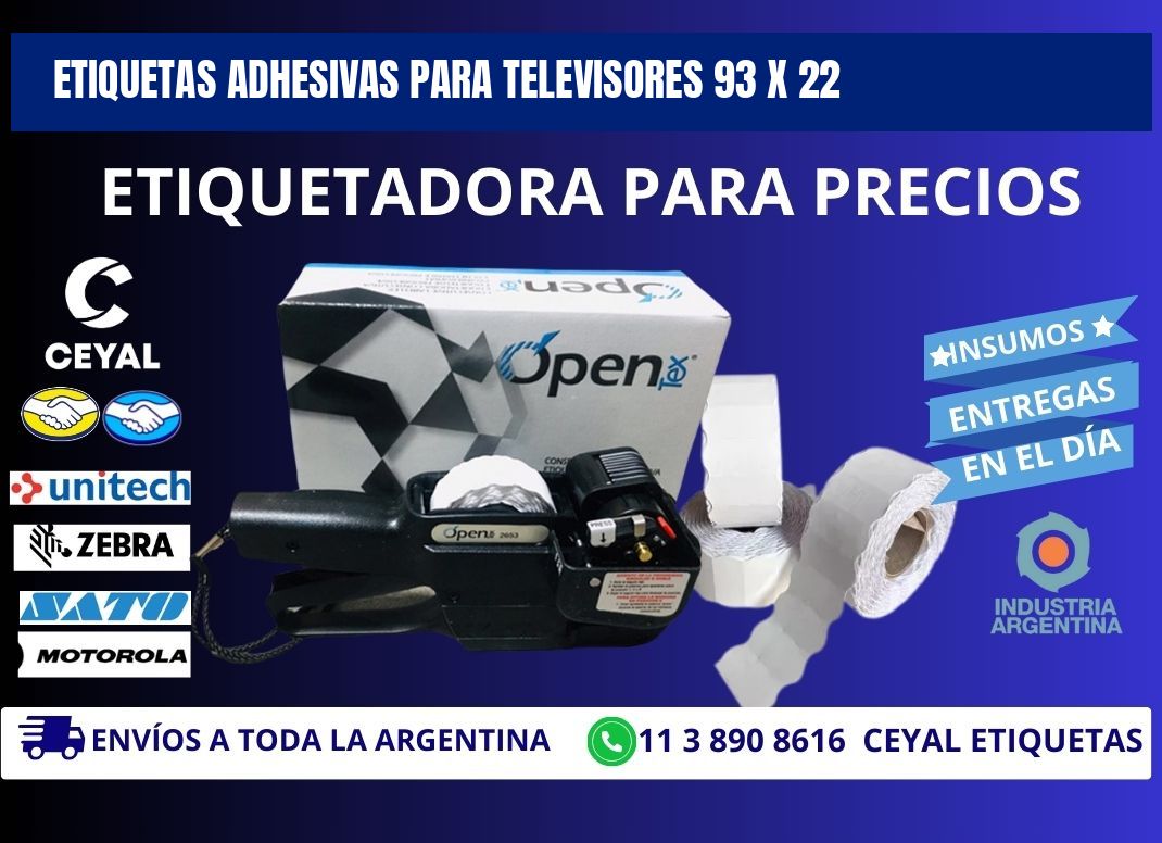 ETIQUETAS ADHESIVAS PARA TELEVISORES 93 x 22