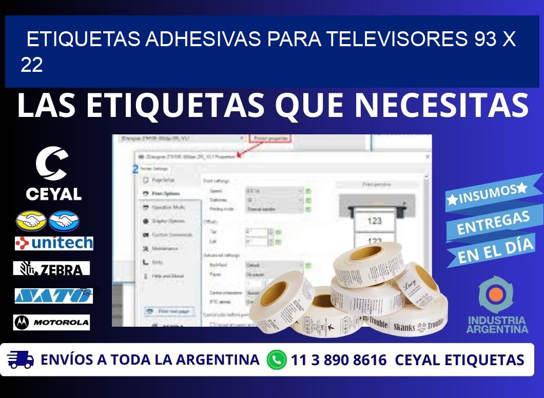 ETIQUETAS ADHESIVAS PARA TELEVISORES 93 x 22