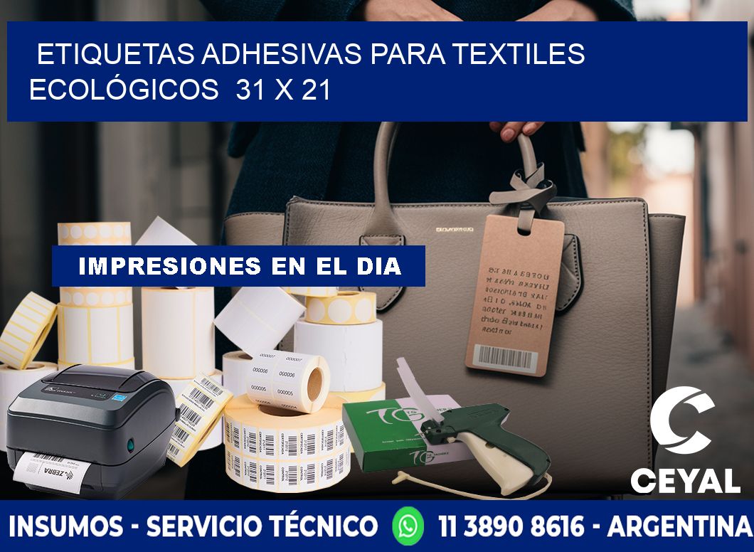 ETIQUETAS ADHESIVAS PARA TEXTILES ECOLÓGICOS  31 x 21